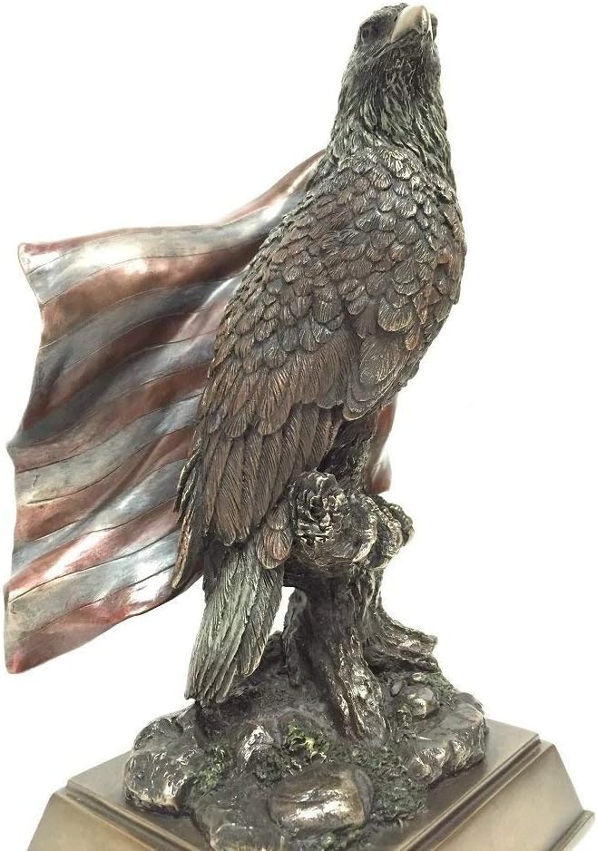 Veronese American Pride - Bald Eagle with Stars & Stripes Statue Sculpture