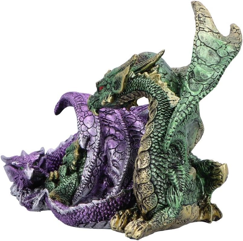 Hand Painted Obsidian Dragon Bust Statue with LED Lights