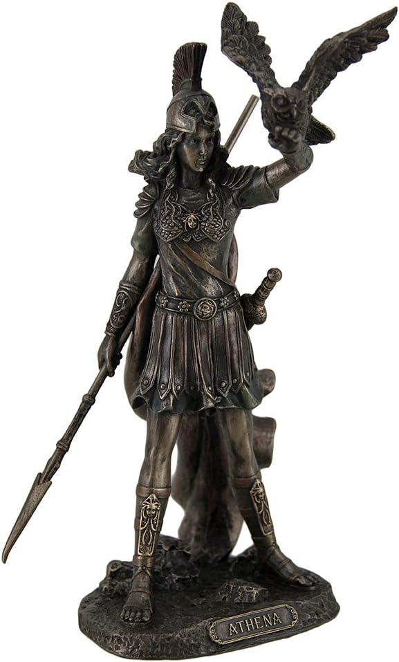 Veronese Design JFSM INC Athena - Greek Goddess Of Wisdom And War with Owl Statue