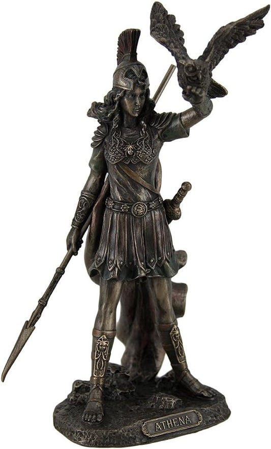 Veronese Design JFSM INC Athena - Greek Goddess Of Wisdom And War with Owl Statue