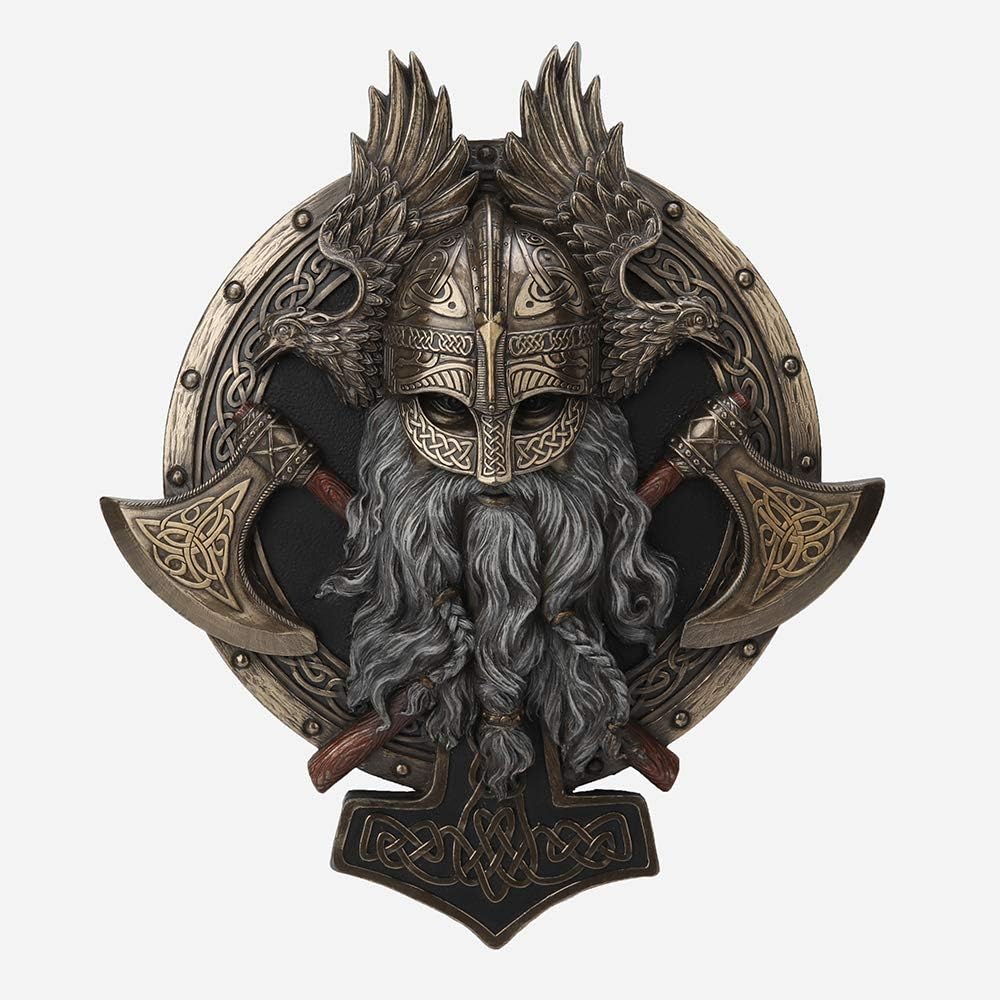 Veronese Design 10 5/8 Inches Viking Wall Plaque Valhalla Sculpture Cold Cast Resin Bronze Finish Nordic Home Decor