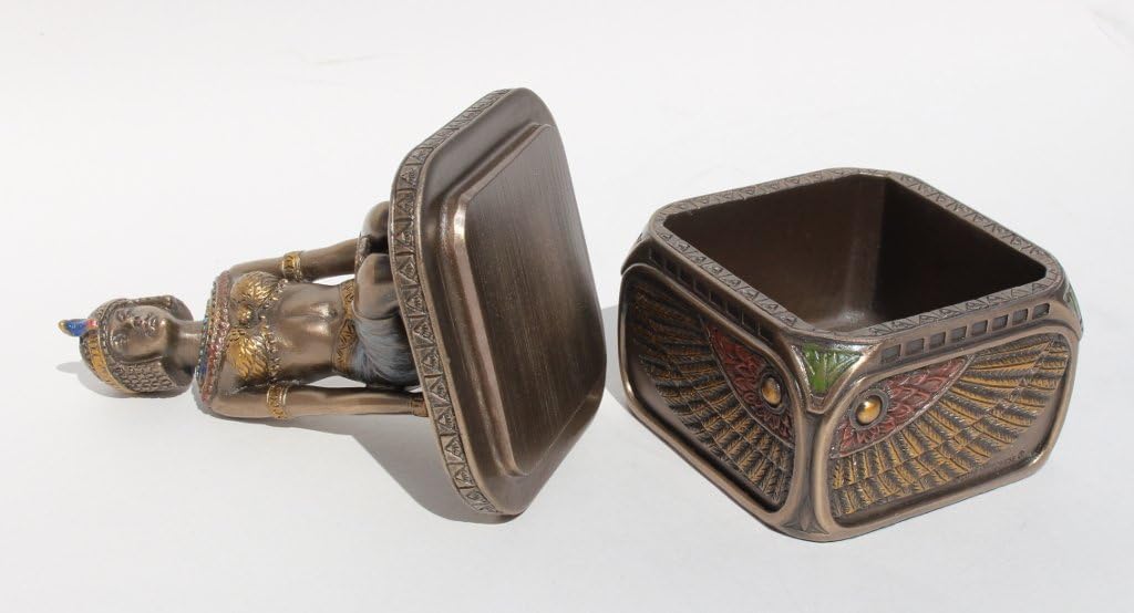 Trinket Box, Kneeling Egyptian Queen, Cold Cast Bronze
