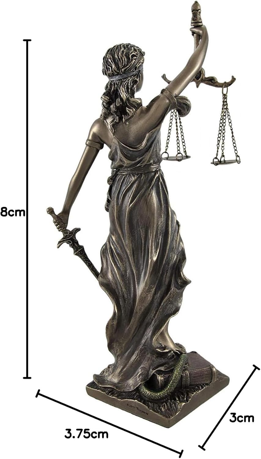 Veronese Design Bronze Finished La Justicia Greek Goddess Themis with Scales and Sword Cast Resin Statue - 8 Inches High - Capturing the Timeless Essence of Blind Justice