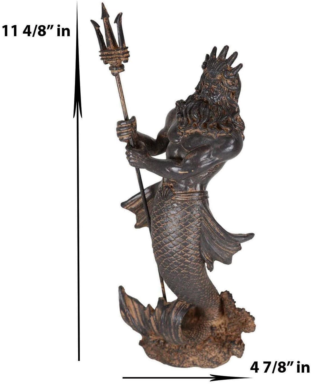 Ebros Greek Mythology God of The Seas and Tremors Merman Poseidon Statue Neptune Holding Trident Figurine Nautical Coastal Collection Roman Greco Olympian Gods Decor Sculpture Bronze Patina