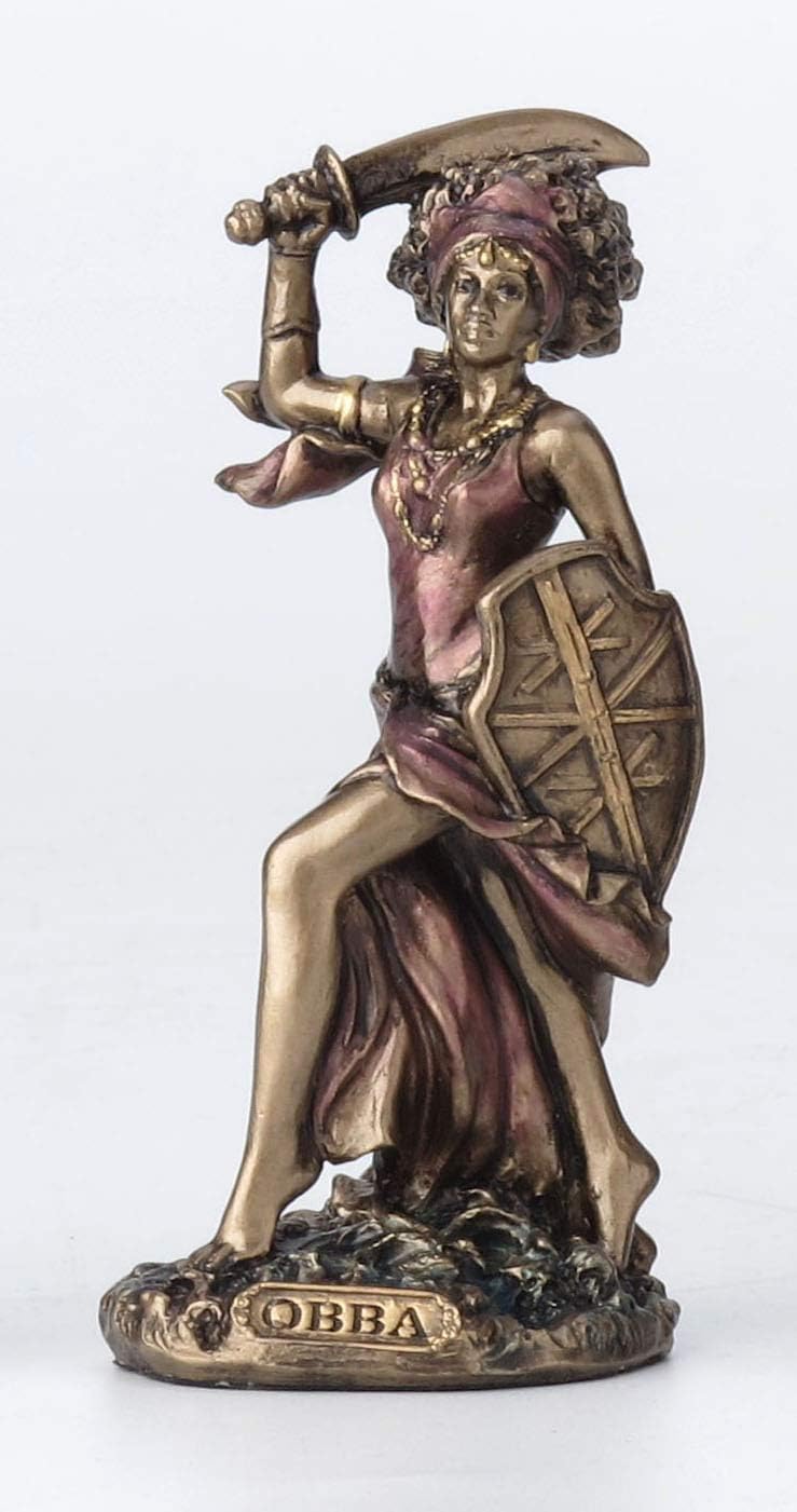 Veronese Design 3 3/4 Inch Obba Santeria Orisha God of Rivers Hand Painted Cast Resin Antique Bronze Finish Statue Home Decor