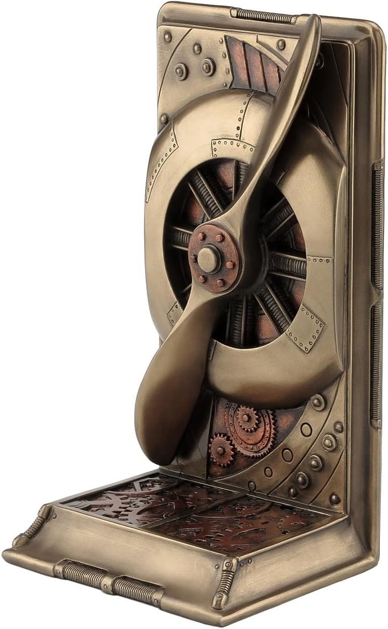Steampunk Metallic Bronze/Copper Finished Plane Propeller Single Bookend