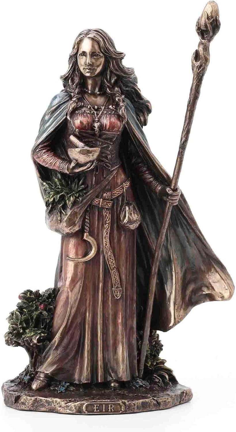 9 1/2" Eir The Valkyrie of Protection Resin Statue Cast Bronze Finish