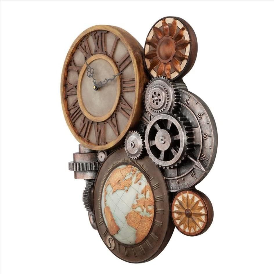 Design Toscano Gears of Time Steampunk Wall Clock Sculpture, Large 63.5 cm, Polyresin, Full Color