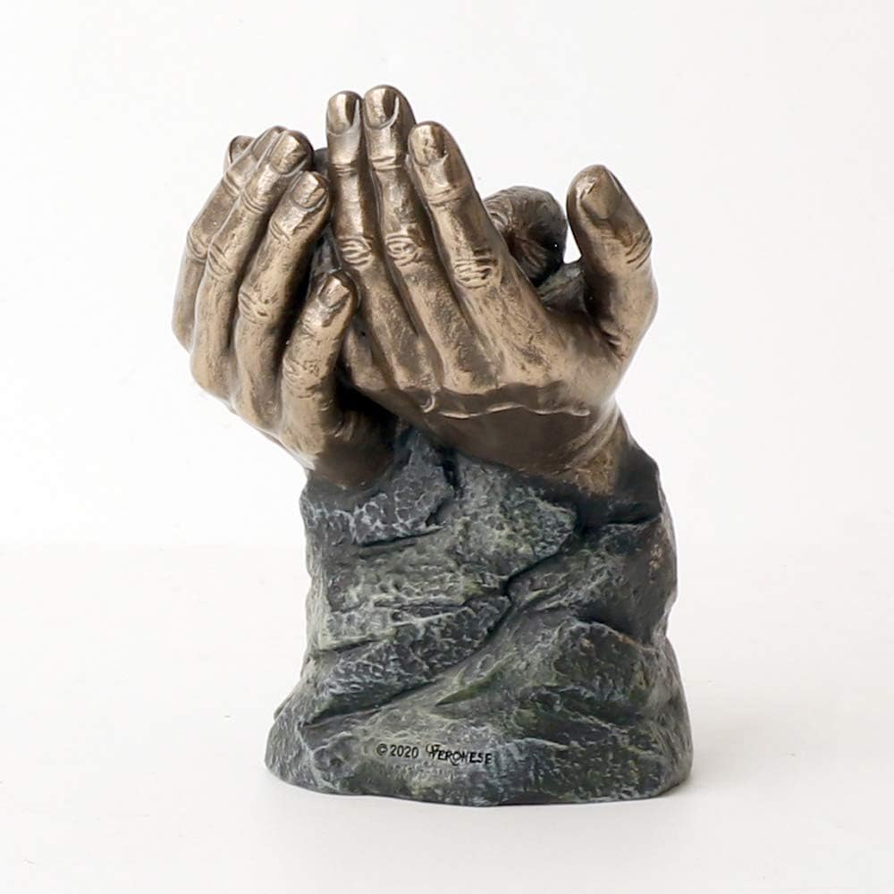 Veronese Design 4 1/2" Tall Cold Cast Resin Antique Bronze Finish Resting Baby in Lord's Hands Statue Figurine