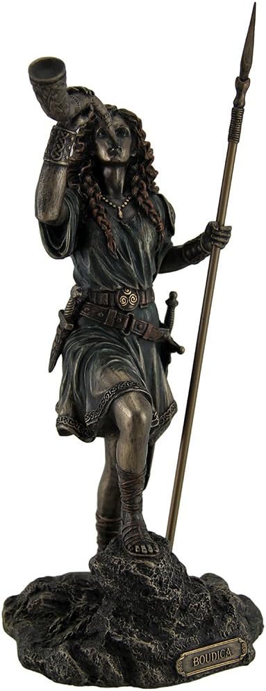 Veronese Design Boudica Warrior Queen of Iceni Holding Spear Blowing Celtic Horn Statue