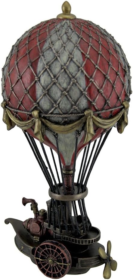 Veronese Design Hand Painted Steampunk Hot Air Balloon Fantasy Statue