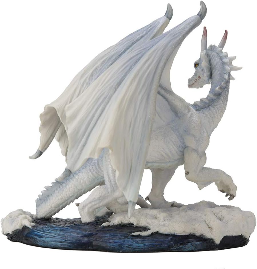 Veronese Design 7.5 Inch Glacial White Dragon Mythical Monster Polyresin Hand Painted Drake Figurine Statue