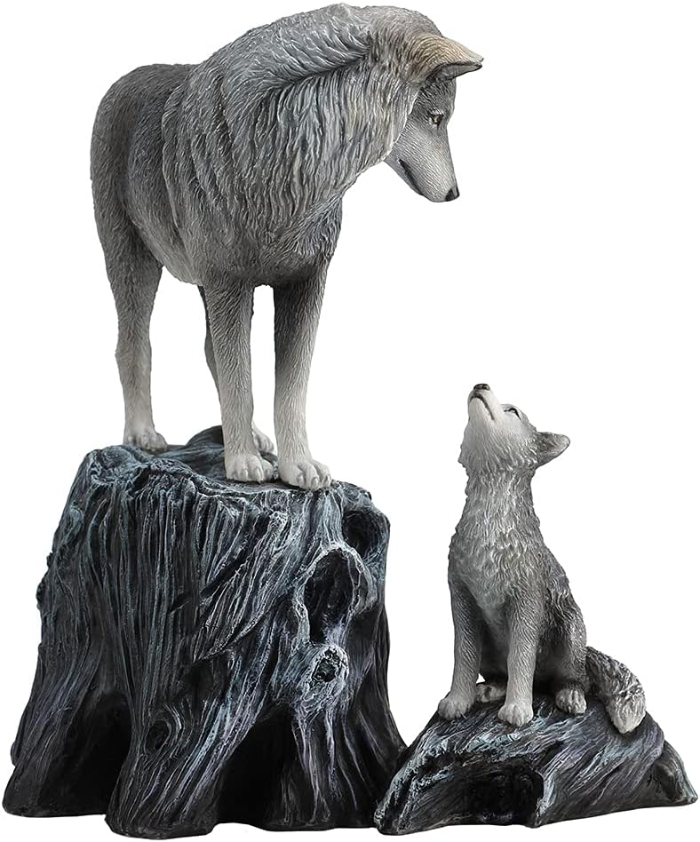 Lisa Parker Guidance Grey Wolf Mother and Child Statue