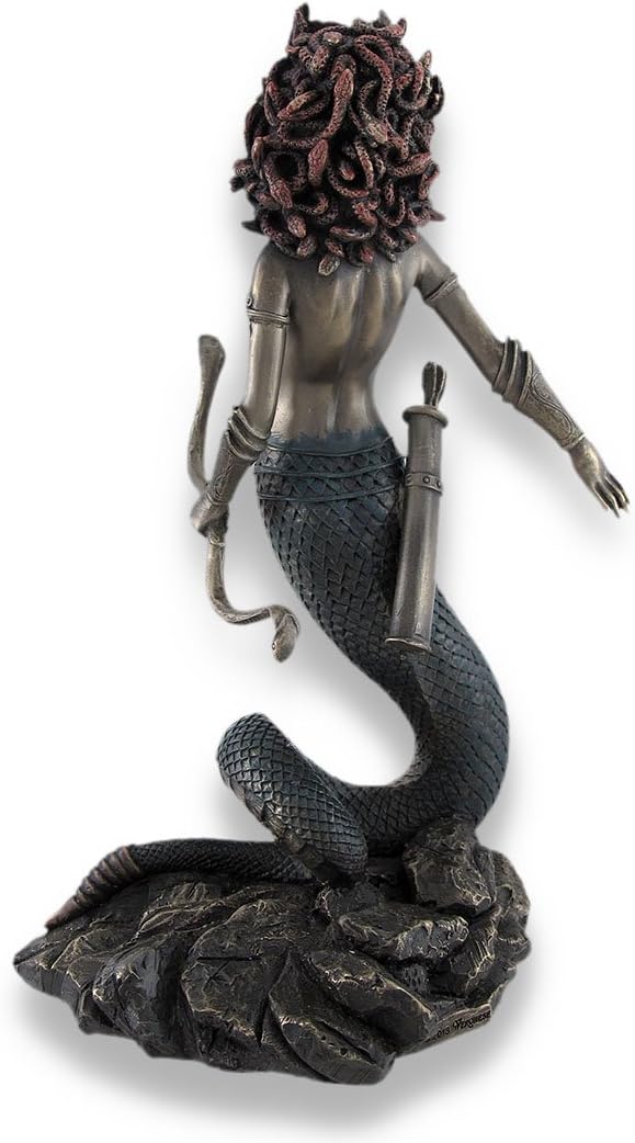 Bronzed Medusa with Double Snake Bow and Arrows Statue