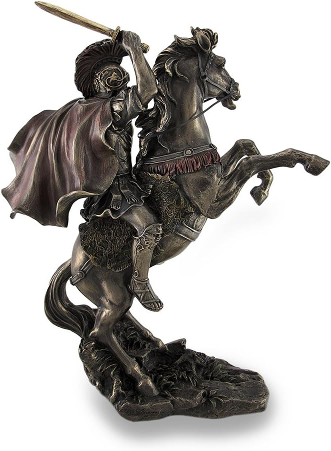 Alexander the Great Riding Bucephalus Bronzed Sculptural Statue