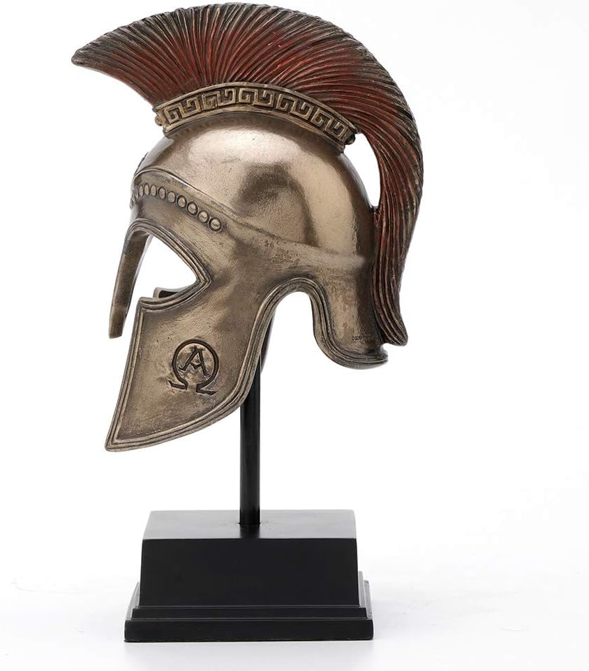 Veronese Design 8 1/4 Inch Spartan Hoplite Helmet Display Cold Cast Resin Bronze Finish Sculpture Tabletop Decoration