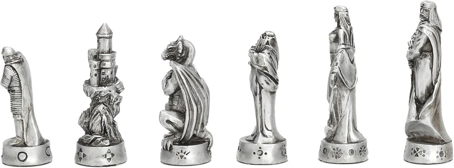 Veronese Design Beautiful Gold and Silver Finish Medieval Fantasy Chess Men Set