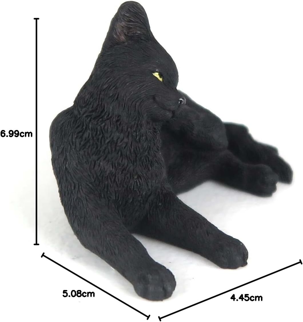 Black Cat Scratching Ear Mini Figurine