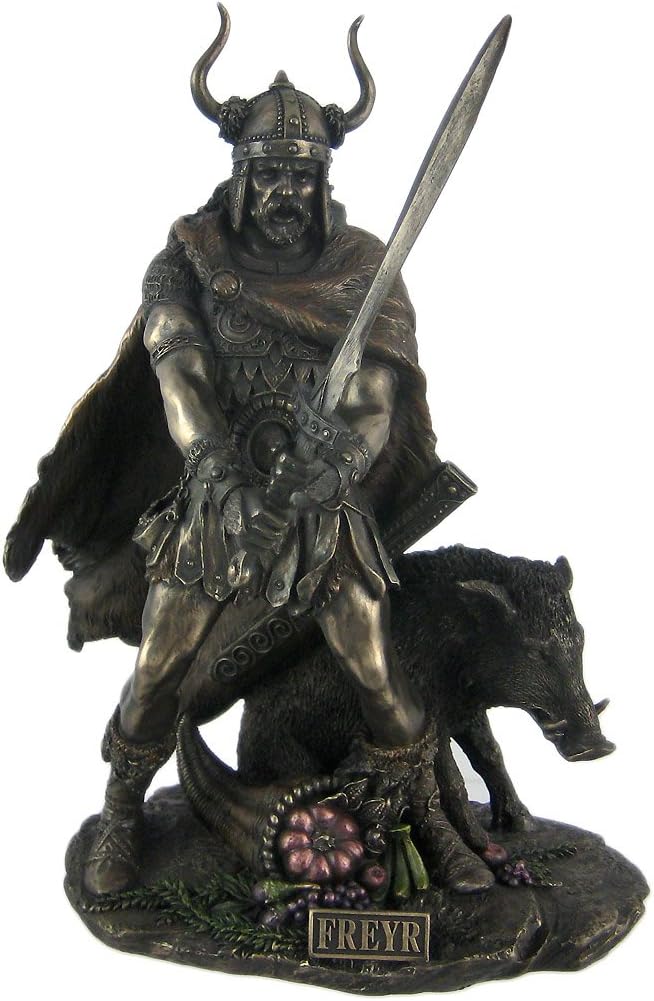 US Norse God Freyr Bronzed Finish Statue Pagan Fertility