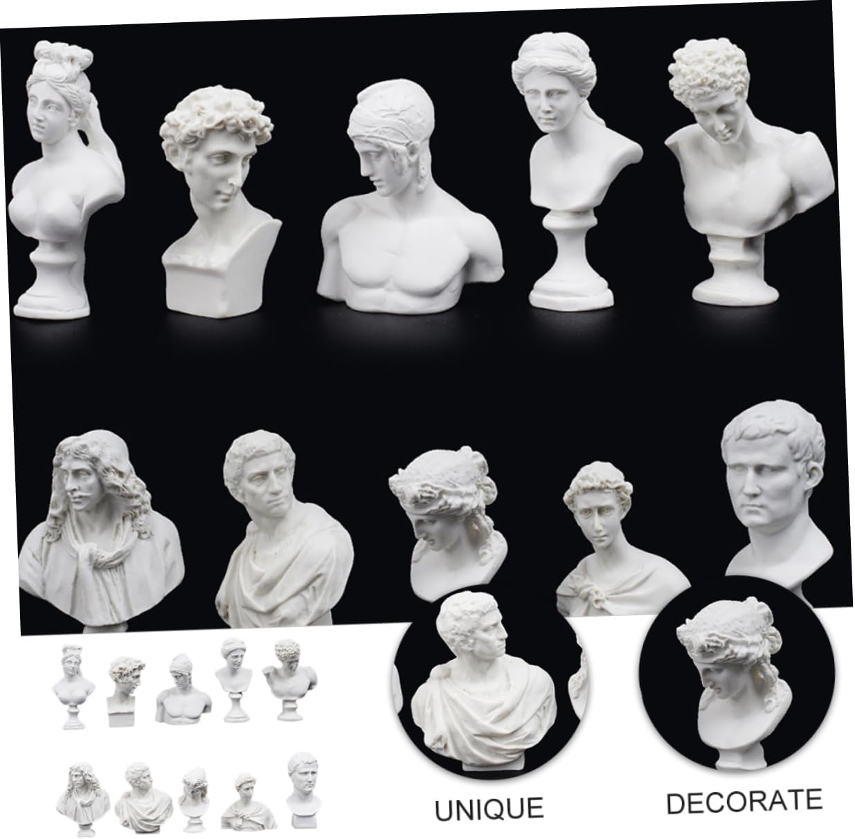 Headless Statue Greek God Bust 10pcs Mini Figures of Greek Mythology Statue Resin Sculpture World Famous Figurine Home Desktop Decor Retro Art Room Figurine Sketch