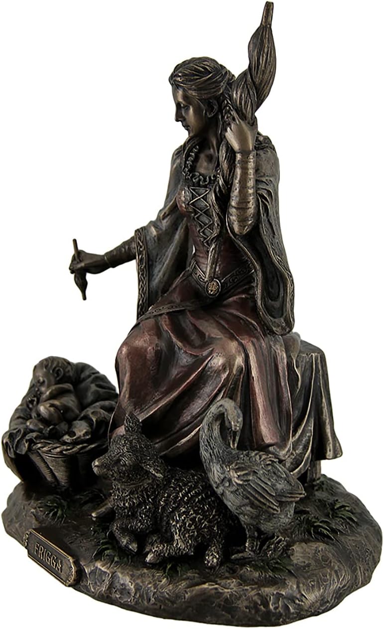 Veronese Design Frigga Norse Goddess of Destiny Love and Marriage w/Infant Animals & Spindle
