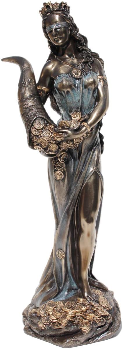 US 11.38 Inch Blinded Greek Goddess Fortuna Cold Cast Bronze Figurine