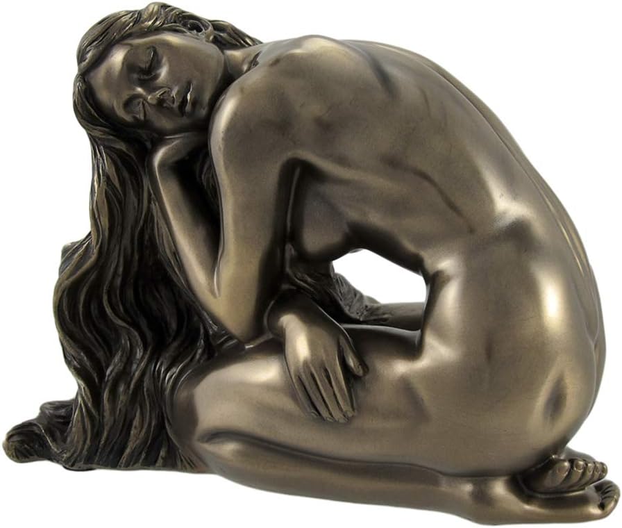 Bronzed Nude Female Posed Kneeling