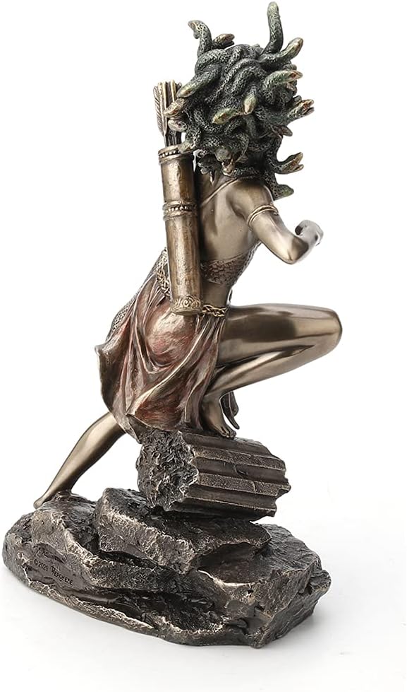 Veronese Design 8 1/2 Inch Tall Bipedal Huntress Medusa Archary Stance Bow and Arrow Greek Gods Statue Home Decor Collectibles