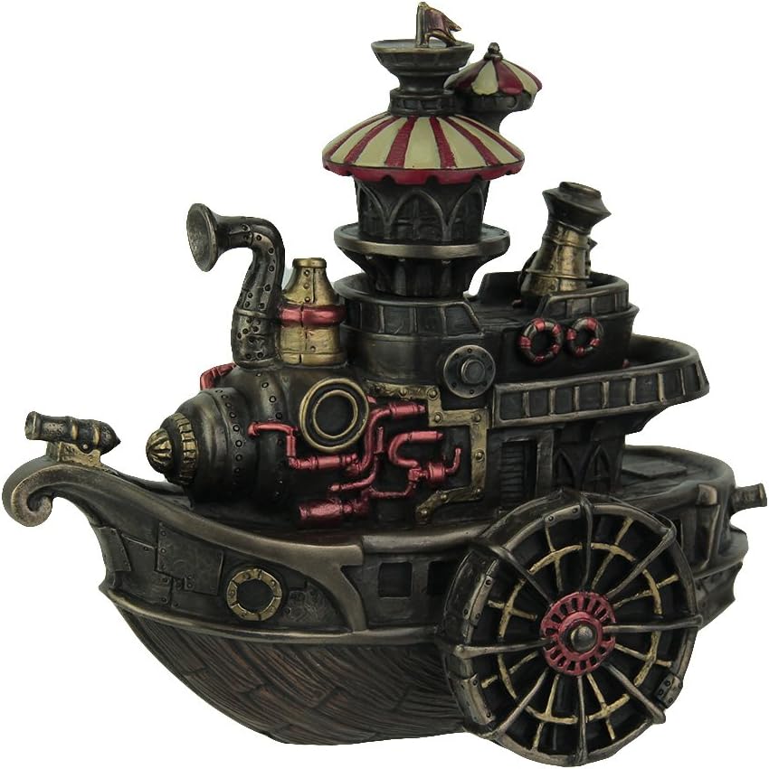 Veronese Hand Painted Steampunk Style Airship Gondola Statue