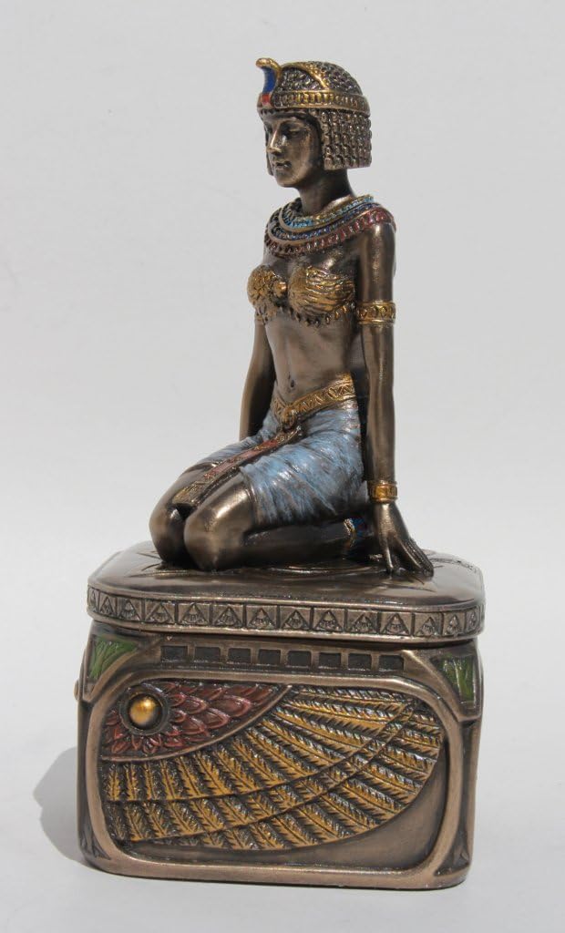 Trinket Box, Kneeling Egyptian Queen, Cold Cast Bronze