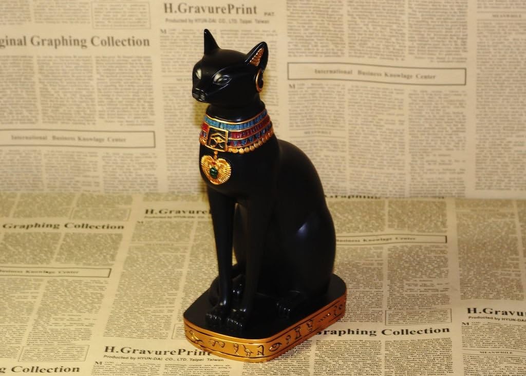 KiaoTime 9.5" Ancient Egypt Kitty Egyptian Bastet Cat Goddess Statue Collectible Bastet Sculpture (9.5" Tall)