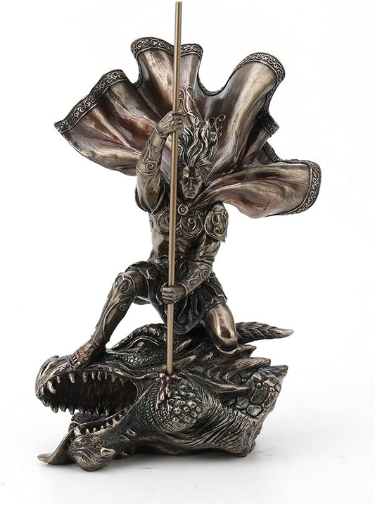Veronese Design 11 3/8 Inch Tall The Dragon Slayer Fantasy Statue Cold Cast Bronzed Resin Home Decor Collectible