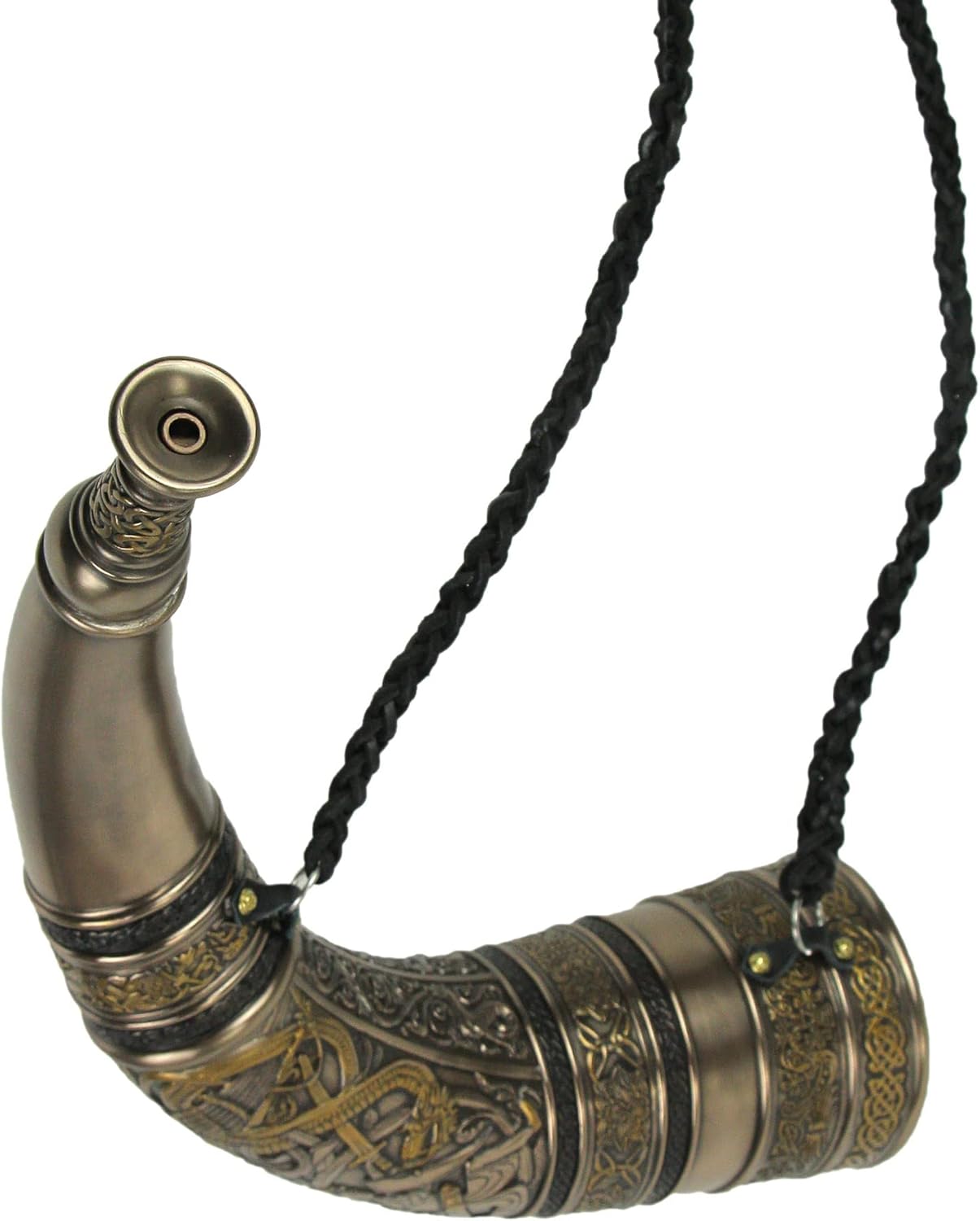 Veronese Design Sigur Slaying Fafnir Viking Horn & Dragon Wall Mount Cold Cast Resin Sculpture