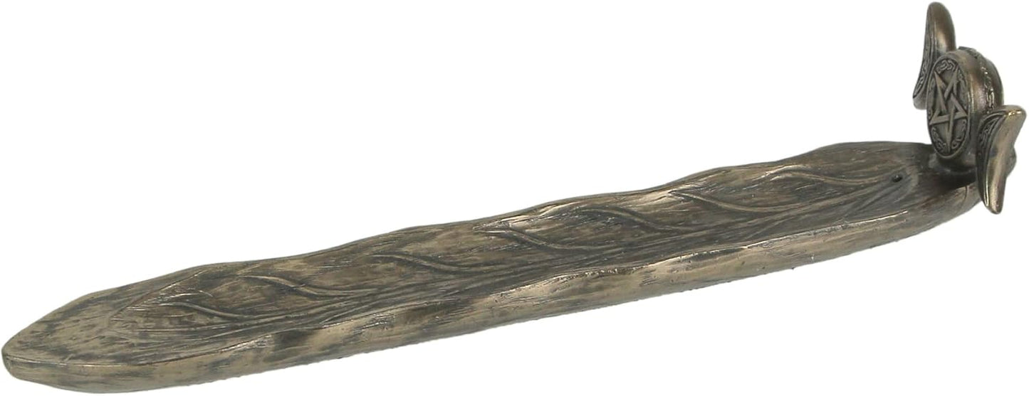 Veronese Design 9 1/4 Inch Long Triple Moon Goddess Sigil Pentagram Incense Holder Cold Cast Bronzed Resin Sculpture