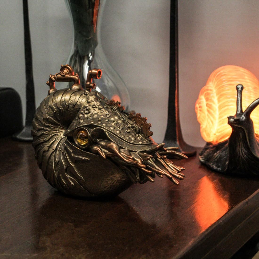 Zeckos Bronze/Copper Finish Steampunk Nautilus Shell Sea Monster Fantasy Décor Tabletop Statue: Captivating 9-Inch Long Maritime Masterpiece from the Ocean's Depths