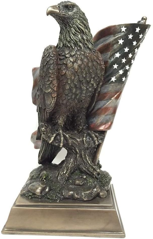 Veronese American Pride - Bald Eagle with Stars & Stripes Statue Sculpture