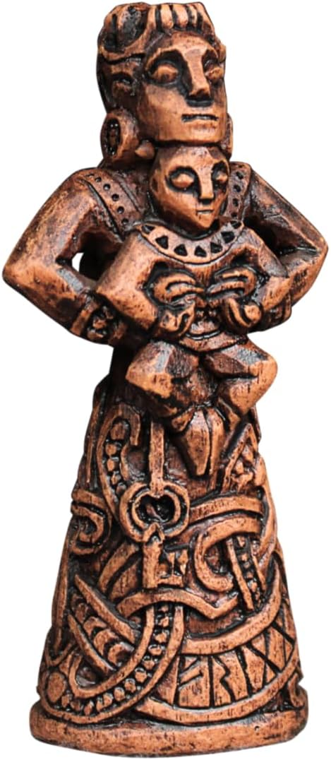 Dryad Design Frigga Figurine - Small Statue Norse Goddess of Love & Marriage - Viking Home Decor Figure (Wood Finish)