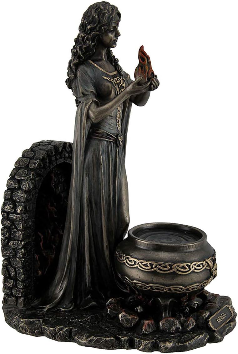 Veronese Design Brigid Goddess of Hearth & Home Standing Holding Sacred Flame Statue