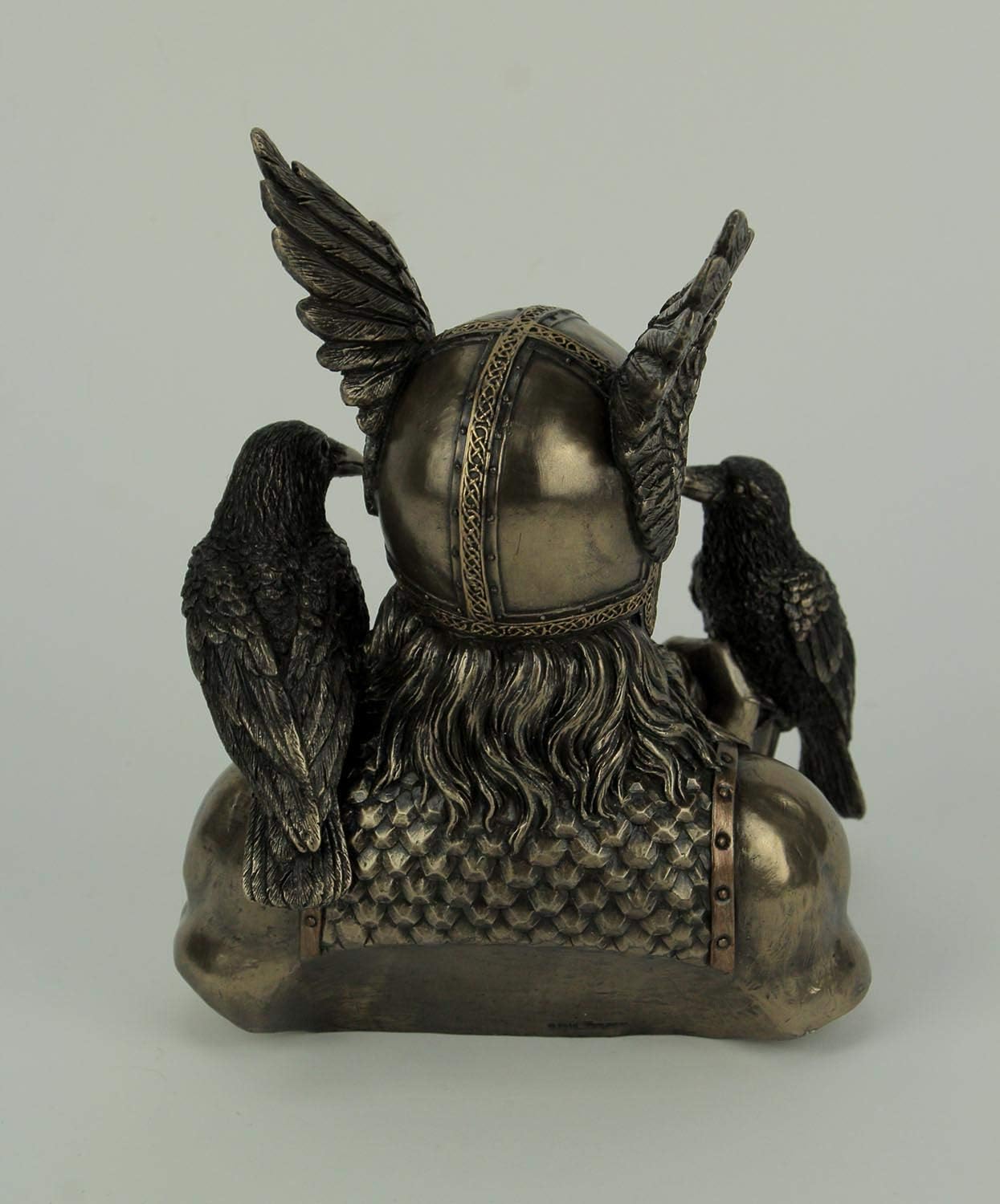 Veronese Design Norse God Odin in Winged Helm with Ravens Statue