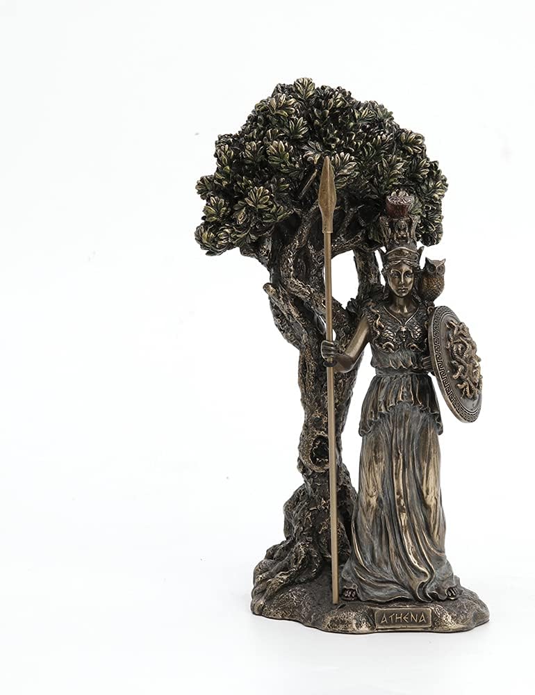 Veronese Design Greek Goddess Athena Under Olive Tree Bronze Finish Statue