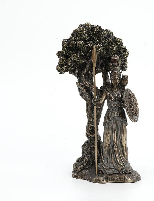Veronese Design Greek Goddess Athena Under Olive Tree Bronze Finish Statue
