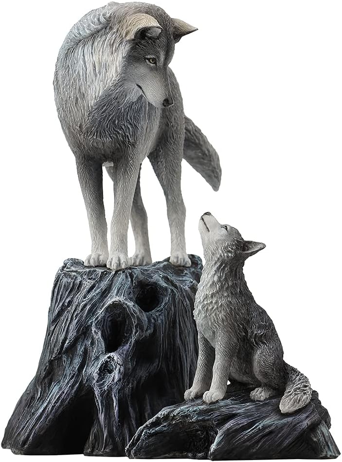Lisa Parker Guidance Grey Wolf Mother and Child Statue