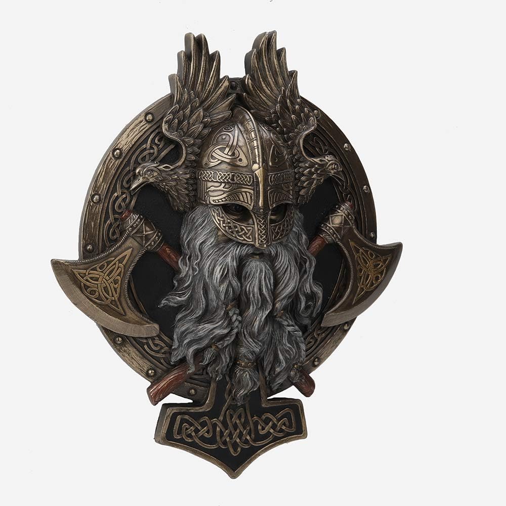 Veronese Design 10 5/8 Inches Viking Wall Plaque Valhalla Sculpture Cold Cast Resin Bronze Finish Nordic Home Decor