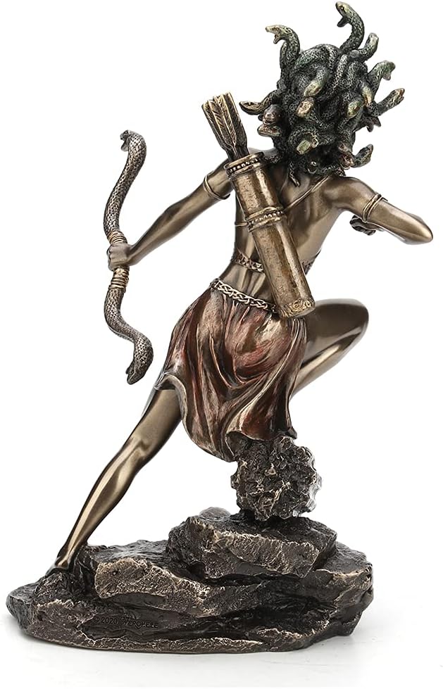 Veronese Design 8 1/2 Inch Tall Bipedal Huntress Medusa Archary Stance Bow and Arrow Greek Gods Statue Home Decor Collectibles