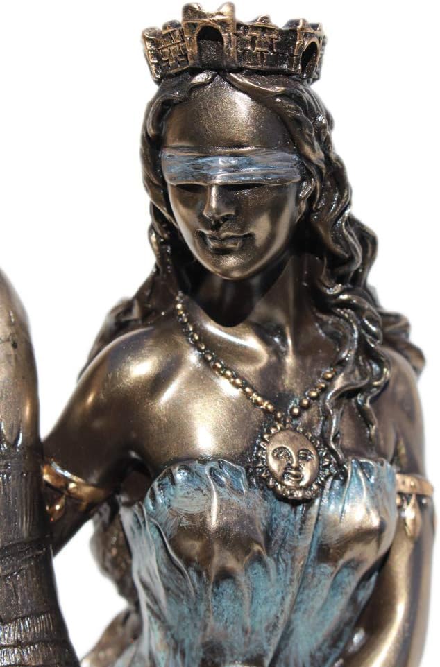 US 11.38 Inch Blinded Greek Goddess Fortuna Cold Cast Bronze Figurine