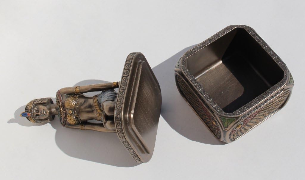 Trinket Box, Kneeling Egyptian Queen, Cold Cast Bronze
