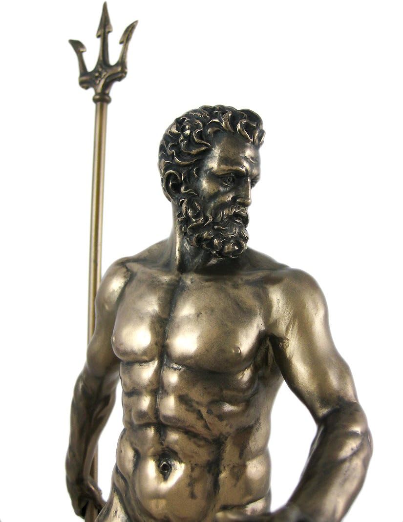 Greek God Poseidon Nude Bronzed Statue Neptune