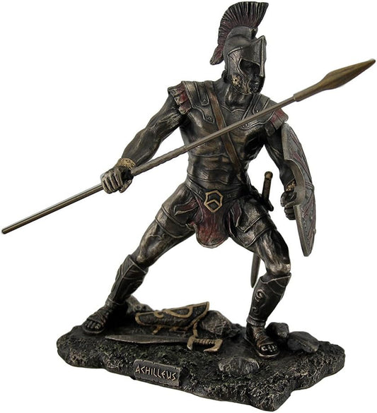 Achilles Trojan War Greek Hero Statue w/Shield and Spear