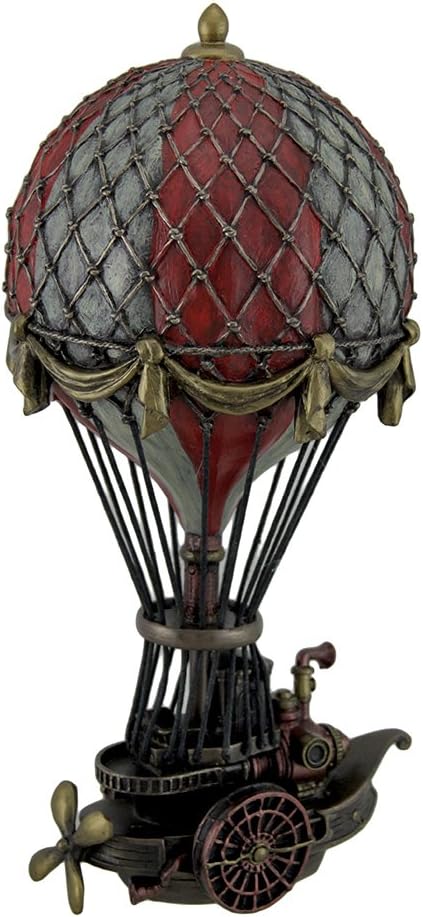 Veronese Design Hand Painted Steampunk Hot Air Balloon Fantasy Statue