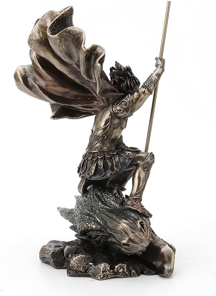 Veronese Design 11 3/8 Inch Tall The Dragon Slayer Fantasy Statue Cold Cast Bronzed Resin Home Decor Collectible